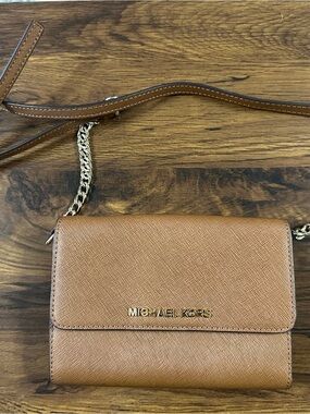 Michael Kors Cognac Saffiano Leather Crossbody with Gold Hardware